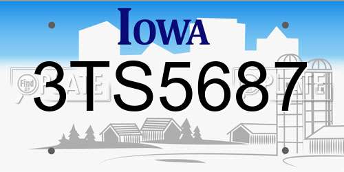 3TS5687 Iowa License Plate