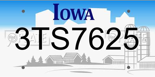 3TS7625 Iowa License Plate