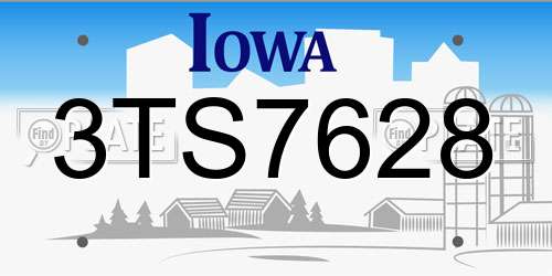 3TS7628 Iowa License Plate