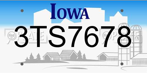 3TS7678 Iowa License Plate
