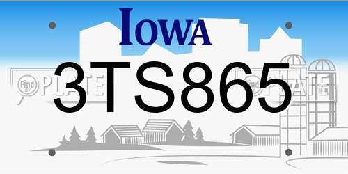 3TS865 Iowa License Plate