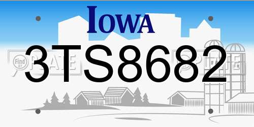 3TS8682 Iowa License Plate