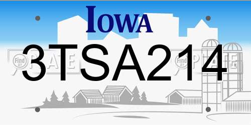 3TSA214 Iowa License Plate