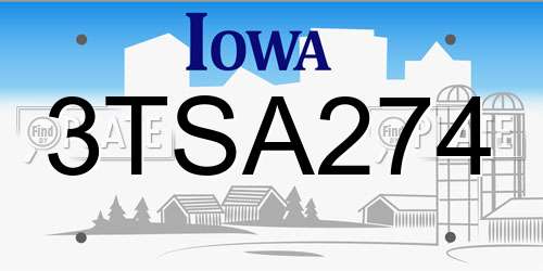 3TSA274 Iowa License Plate