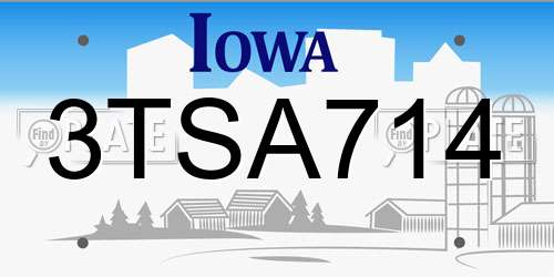 3TSA714 Iowa License Plate