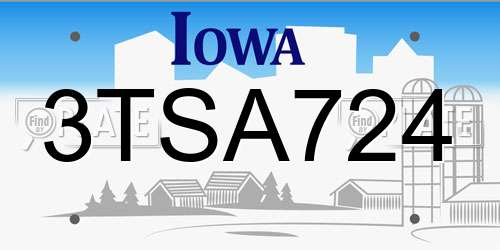 3TSA724 Iowa License Plate