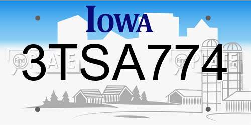 3TSA774 Iowa License Plate