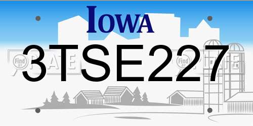 3TSE227 Iowa License Plate