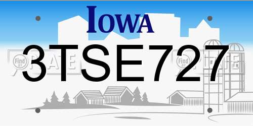 3TSE727 Iowa License Plate