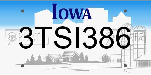 3TSI386 Iowa License Plate