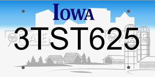 3TST625 Iowa License Plate
