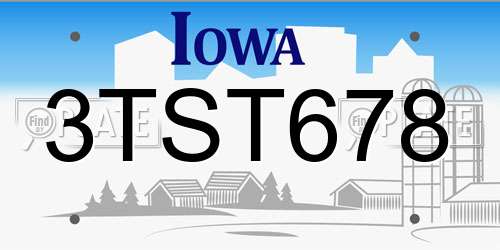 3TST678 Iowa License Plate