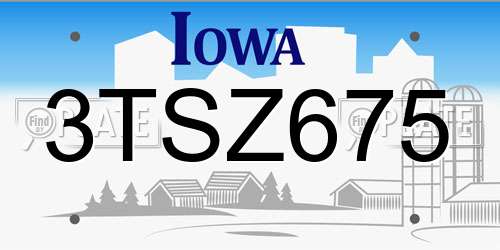 3TSZ675 Iowa License Plate