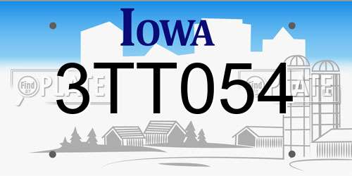 3TT054 Iowa License Plate