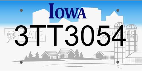 3TT3054 Iowa License Plate