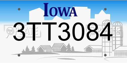 3TT3084 Iowa License Plate