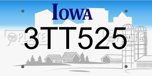 3TT525 Iowa License Plate