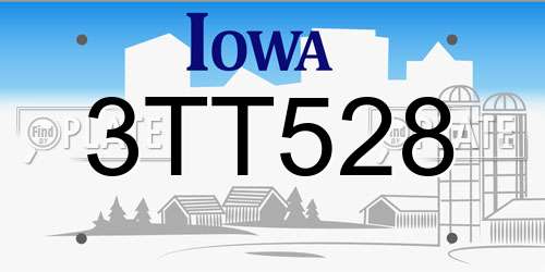 3TT528 Iowa License Plate