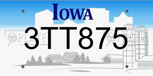 3TT875 Iowa License Plate