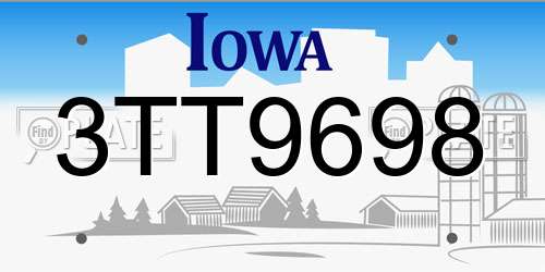 3TT9698 Iowa License Plate