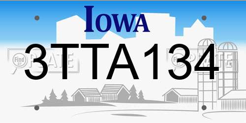 3TTA134 Iowa License Plate
