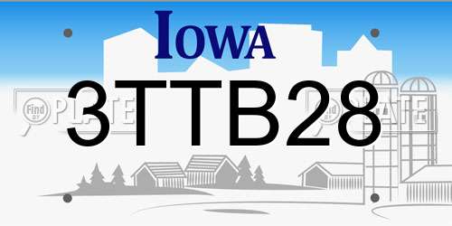 3TTB28 Iowa License Plate