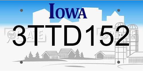 3TTD152 Iowa License Plate
