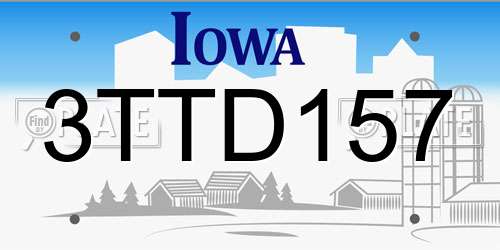 3TTD157 Iowa License Plate