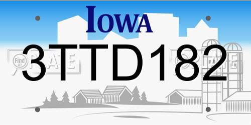 3TTD182 Iowa License Plate