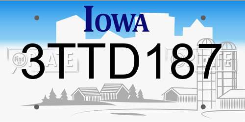 3TTD187 Iowa License Plate