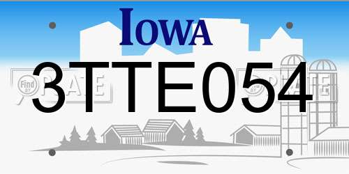 3TTE054 Iowa License Plate