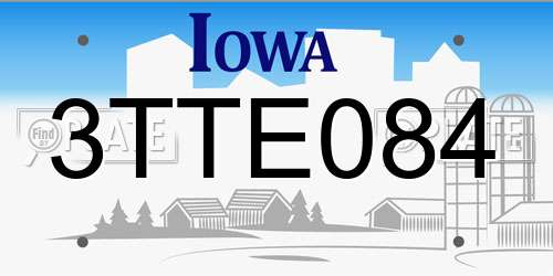 3TTE084 Iowa License Plate