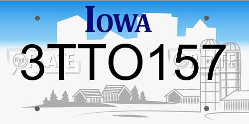 3TTO157 Iowa License Plate