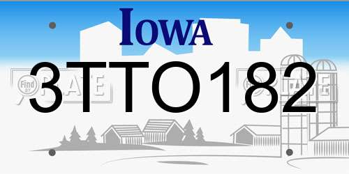 3TTO182 Iowa License Plate