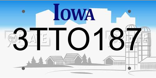 3TTO187 Iowa License Plate