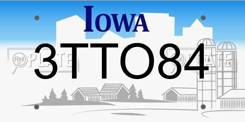 3TTO84 Iowa License Plate