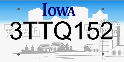 3TTQ152 Iowa License Plate