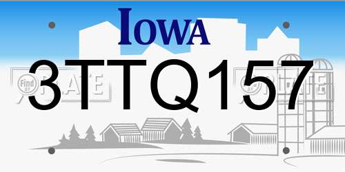3TTQ157 Iowa License Plate