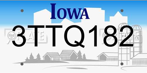 3TTQ182 Iowa License Plate