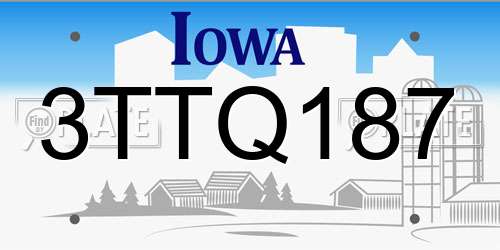 3TTQ187 Iowa License Plate