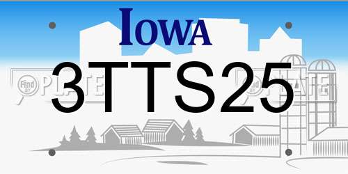 3TTS25 Iowa License Plate