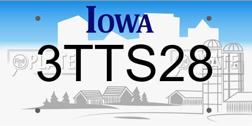 3TTS28 Iowa License Plate