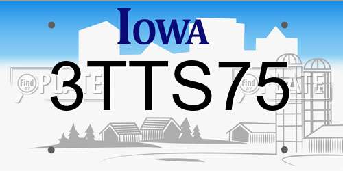 3TTS75 Iowa License Plate
