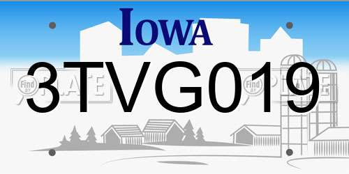 3TVG019 Iowa License Plate