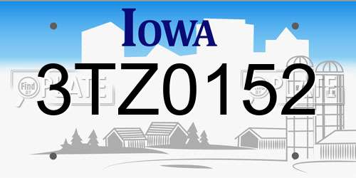 3TZ0152 Iowa License Plate
