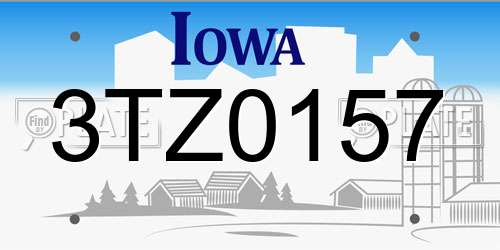 3TZ0157 Iowa License Plate