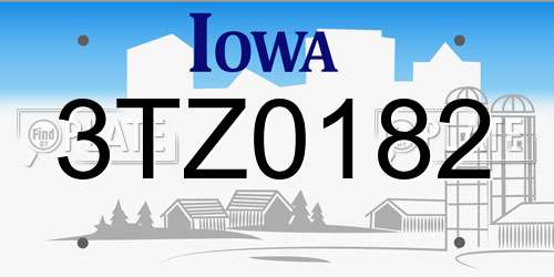 3TZ0182 Iowa License Plate