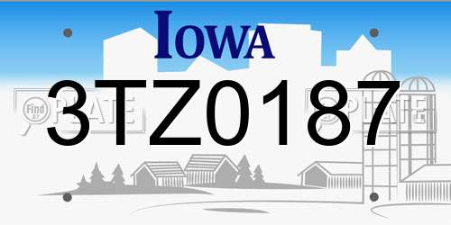 3TZ0187 Iowa License Plate