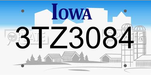 3TZ3084 Iowa License Plate