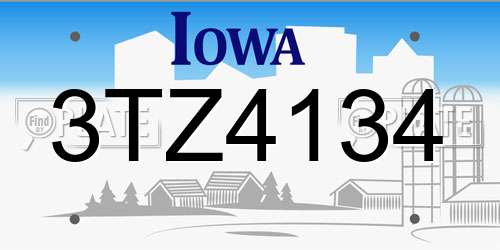 3TZ4134 Iowa License Plate